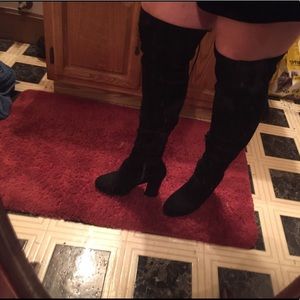 Knee high suede boots